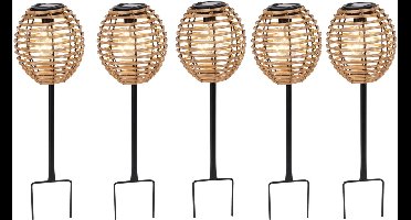 Pro Garden Solar tuinlamp / prikspot - 6x - warm wit - 13 x 13 x 52 cm - tuin feestlampjes