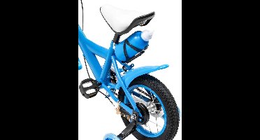 Kinderfiets - Kinderfiets Met Zijwielen - 12 Inch - Stoere Fiets Voor Kinderen 2-4 Jaar – Verstelbaar Zadel En Stuur – Met Opbergbak En Mand - Perfect Voor Leren Fietsen - Verstelbare Hoogte, Carbon Staal & Zijwieltjes - Blauw