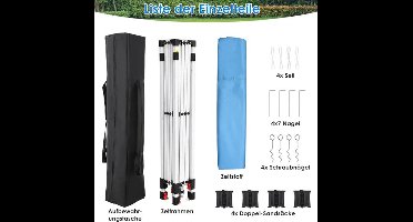 Partytent - Tent - Gazebo - Paviljoen - Opvouwbare - 3x3M - Inclusief Draagtas & 4 Zandzakken – Weerbestendige Partytent voor Buiten - Grijs