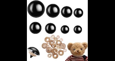 160 stuks Haakdier Veiligheidsogen, Veiligheidsogen Groot 10-30mm, Haakdierogen met Wasmachines, Plastic Veiligheidsogen voor het Maken van Teddyberen, Doe-Het-Zelf