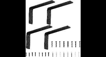 Boraboi® Stevige Metalen Hoekrekken voor Wandmontage, Set van 4, 90 Graden, Zwart