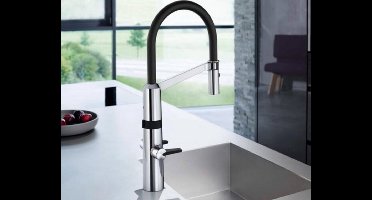 Hansa Fit - Hybrid elektronische keukenkraan, touch free, zwart/chroom 65252213