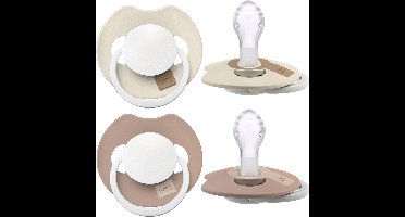 Difrax LOVI Dynamische Prime Glow Fopspeen - 18+ Maanden - Beige en Bruin - 2 Stuks