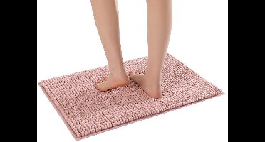 Boraboi ® Zachte Chenille Badmat met Snelle Waterabsorptie en Antislip Eigenschappen voor Badkamer in Roze, 40 x 60 cm