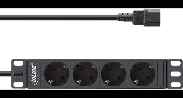 InLine 10'' stekkerdoos - IEC C14 - 4x CEE 7/3 - zonder schakelaar / zwart - 2 meter