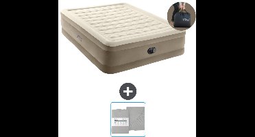 Intex Luchtbed - 2-Persoons - 152 x 203 x 46 cm - Beige - Inclusief pomp en Hoeslaken