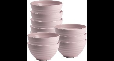 Plasticforte Soepkommen - 10x - D15 x H8 cm - oud roze - kunststof - onbreekbaar - servies