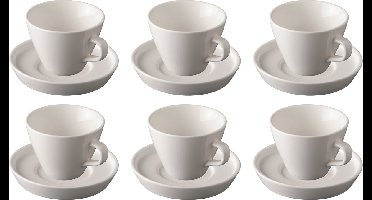 Palmer - Da Vinci - Cappuccino kop en schotel - 6 stuks - 31 cl - Wit - Porselein - Koffiekopjes