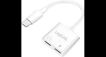 LogiLink USB-C-adapter met PD-laadpoort, 2x USB-C, max. 60 W, wit