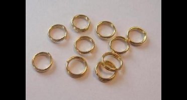 Dubbel splitring goudkleur 6 milimeter 10 Stuks