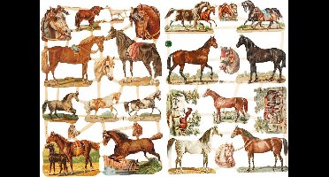 Vintage plaatjes, paarden, vel 16,5x23,5 cm, 2 vel/ 1 doos