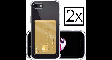 Hoesje - 2 Stuks - Geschikt voor Apple iPhone 7 - Met Pashouder en Kaarthouder - Telefoon Hoes Shockproof - Siliconen Case - Back Cover - Shock Proof - Pasjes Houder - Transparant