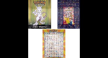 Pokemon Poster - Luxe Voordeelset - 3 Posters (50x40 cm) - Geplastificeerd - Kinderkamer - (Versie 5)