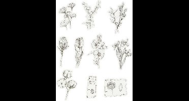 Masking Tape stickers, zwart/wit bloemen, afm 30-50 mm, 30 stuk/ 1 doos