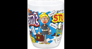 Mok Cartoon-stijl Student Keramiek 325ml Blauw/wit