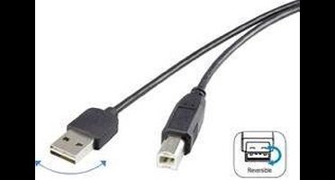 Renkforce RF-4078644 USB-kabel USB 2.0 USB-A stekker, USB-B stekker 1.80 m Zwart Stekker past op beide manieren, Vergul