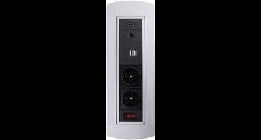 LEDmaxx 105950 Stopcontact (inbouw) Met HDMI, Met schakelaar, Met USB, Met Cat6-bus IP20 Zwart, Chroom