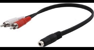 3.5 mm vrouwelijke stereo jack naar 2 mannelijke RCA-stekkers kabel, lengte: 20 cm