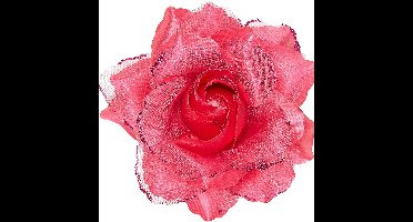 Roze roos haarclip met glitters