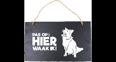 Paper Dreams Waakbord Bordercollie 15 X 25 Cm Leisteen Zwart
