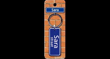 Paper Dreams Sleutelhanger Straatnaam Sara 9 Cm Staal Blauw