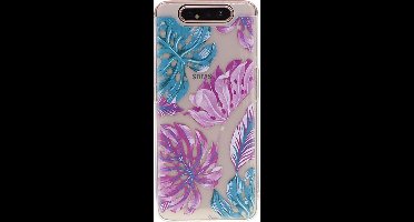 Shop4 - Geschikt voor Samsung Galaxy A80 Hoesje - Zachte Back Case Bladeren Gekleurd