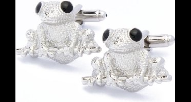 Manchetknopen - Zittende Kikker Zilverkleurig