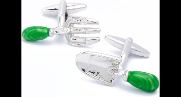 Manchetknopen - Tuingereedschap Moestuin Groen en Zilver