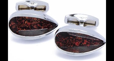 Manchetknopen - Druppel met Rode Steen