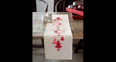 Vervaco - Aïda loper kit - Kerst - Rode kerstversiering - PN-0144712 - Borduren - Borduurpakket - Borduurpakket volwassenen - Borduurpakket kind