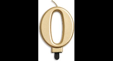 Verjaardagskaars Cijfer 0 Wax 7,8 Cm Goud / van Globos feest