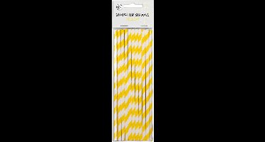 20 Papieren rietjes geel  wit gestreept.