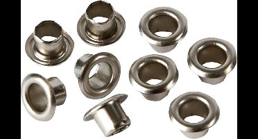 Eyelets, H: 4,5 mm, d 7,5 mm, gatgrootte 4 mm, zilver, 100 stuk/ 1 doos