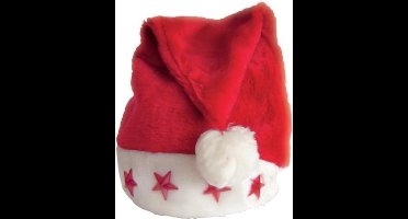 Verhaak Kerstmuts Met Sterverlichting Polyester Rood/wit