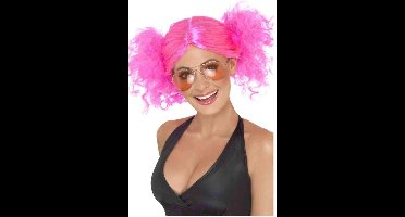 "Fluo roze pruik voor dames - Verkleedpruik - One size"