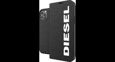 Bookcase hoesje geschikt voor iPhone 12/12 Pro - Diesel - Effen Zwart - Kunstleer