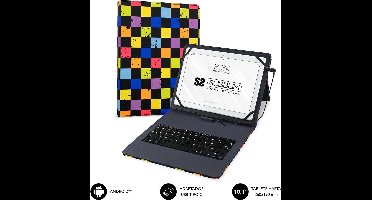 Case for Tablet and Keyboard Subblim Squares Spanish Qwerty