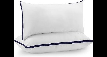 PromoHome Kussens Set van 2 - 40 x 70 cm Hoofdkussens Zacht en Ademend met Holle Vezelvulling - Marineblauw