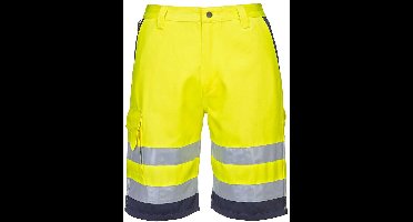 Portwest Hi-Vis lichtgewicht polykatoen korte broek L043 - Geel/Marine - XXL