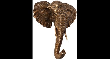 Baroque - Ophanghaak - Wandhaak Olifant 14,5 cm - Goud - Resin - 4.5x14.5x12.5 - Polyresin