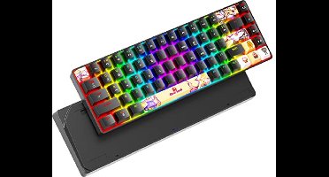 Compact 60% Mechanisch Gaming Toetsenbord met RGB Achtergrondverlichting - 68 Toetsen, PBT Toetsen, Compatibel met PS4, PS5, PC
