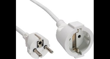 CEE 7/7 (recht) - CEE 7/3 (recht) stroom verlengkabel - 3x 1,50mm / wit - 1,5 meter