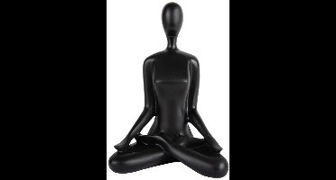 Present Time Ornament Open Lotus - Zwart - 15x11x21cm - Modern - Kunststof