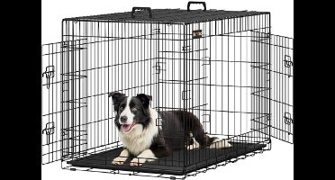 FEANDREA Foldable dog cage, 107 x 70 x 77.5 cm, black PPD42H