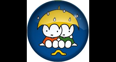 Koelkastmagneet - Glasmagneet Nijntje - Rond Blauw Paraplu&Regen - 3cm