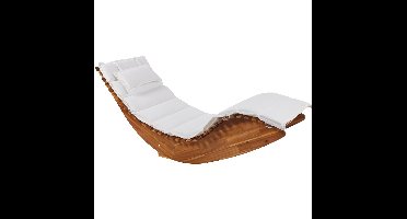 BELIANI BRESCIA II - Ligstoel - Gebroken wit - Acaciahout