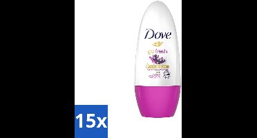 15 x Dove - Deodorant - Roller Go Fresh Acai Berry & Waterlily - Frisse geur - 50 ml - Açaí Berry & Waterlily - Fris - Vrouwelijk - Anti-transpirant - Roll-on Deodorant