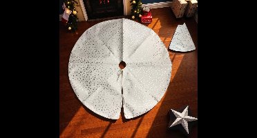 Crème kerstboomrok met zilveren sterren, Ø120 cm, herbruikbaar