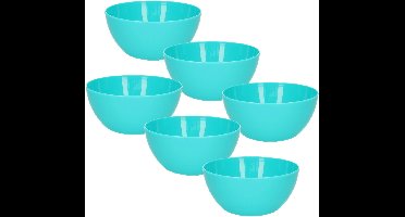 Plasticforte Schaaltjes - 6x - kunststof - kommetjes - dessert/ontbijt - D14 x H6 cm - blauw