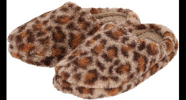 Apollo Instap sloffen - bruin - luipaard print - pantoffels - antislip zool 39-40